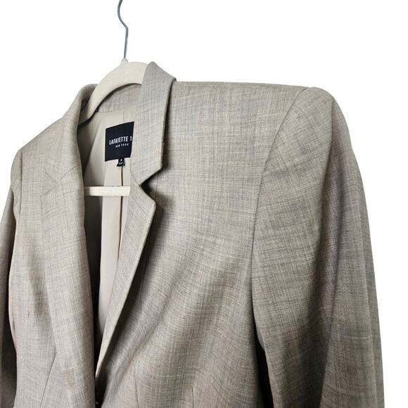 Lafayette 148 Womens Virgin Wool Blazer Sz 4 Classic Neutral Career Work Office - Picture 5 of 8